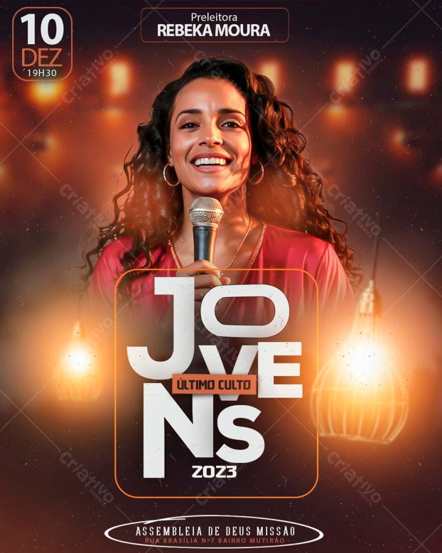 Post Instagram Culto Jovens Igreja Dezembro PSD Editável