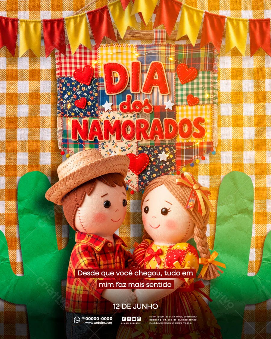 Post Instagram Dia dos Namorados 12 de Junho PSD Editável