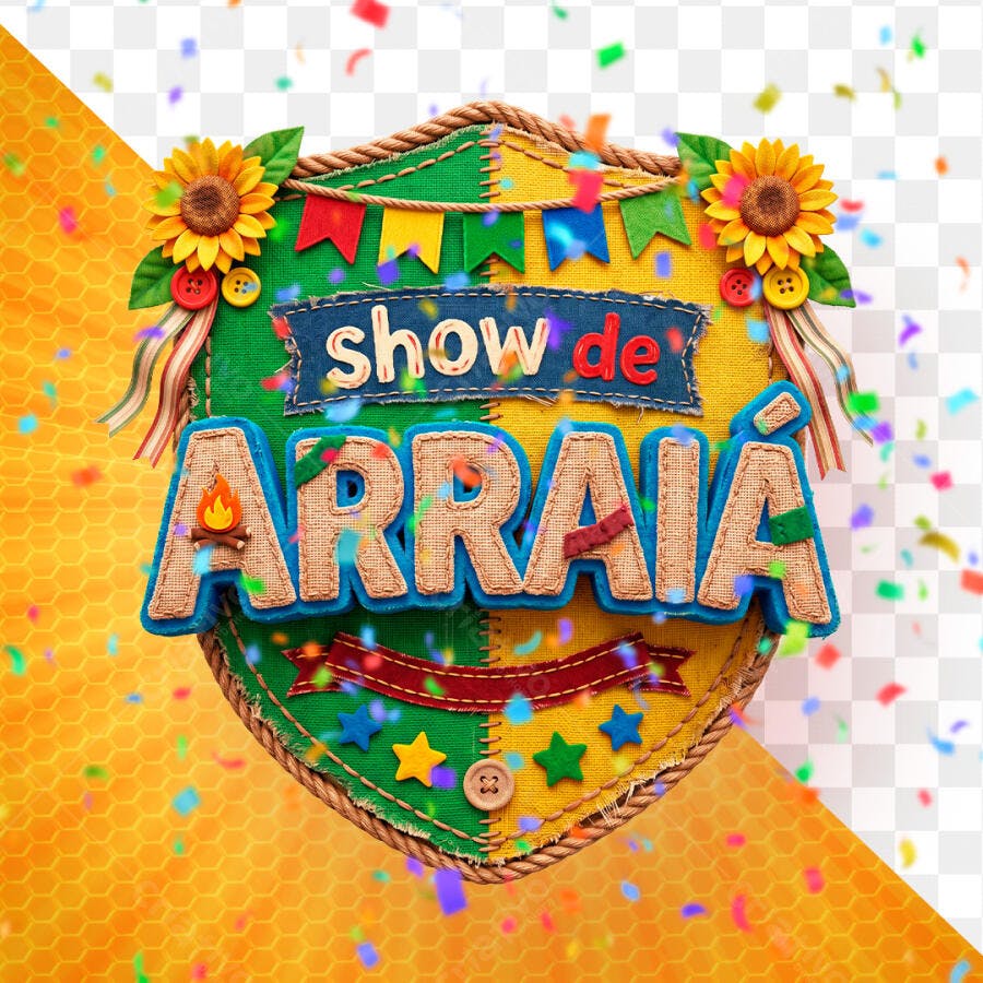 Selo 3D Festa Junina Show de Arraiá PNG Fundo Transparente