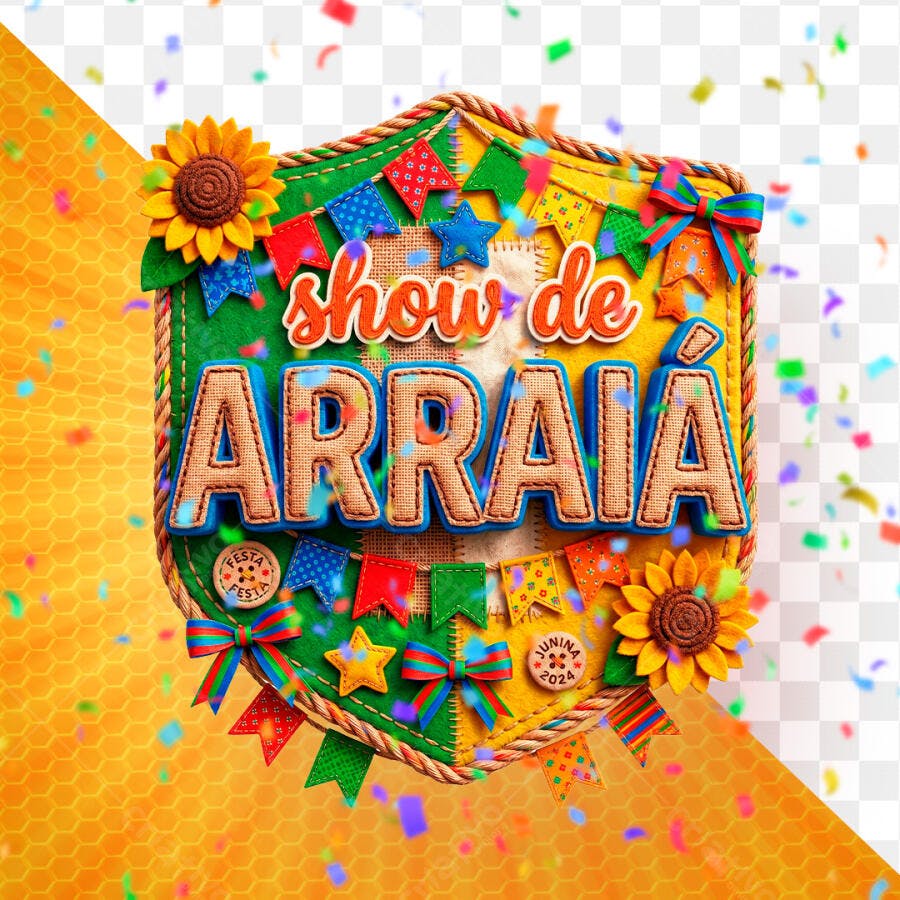 Selo 3D Festa Junina Show de Arraiá PNG Transparente