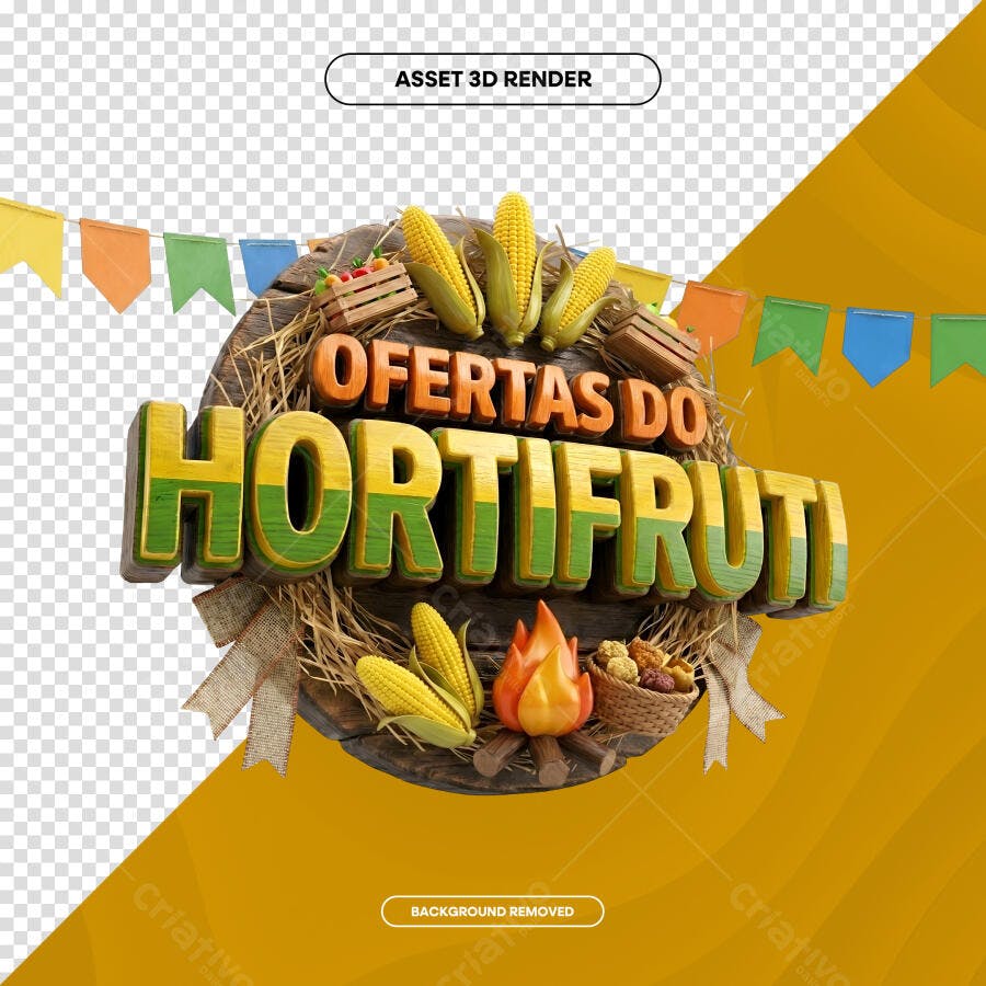 Selo 3D Ofertas Hortifruti Festa Junina PNG Transparente