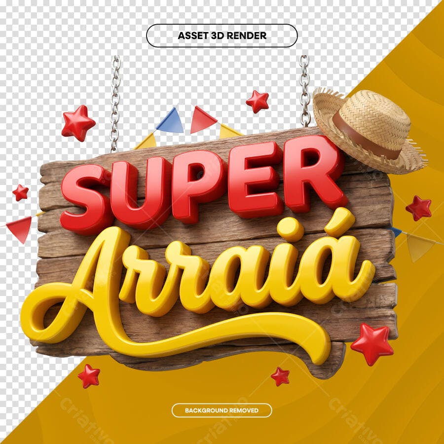 Selo 3D Super Arraiá Festa Junina PNG Transparente