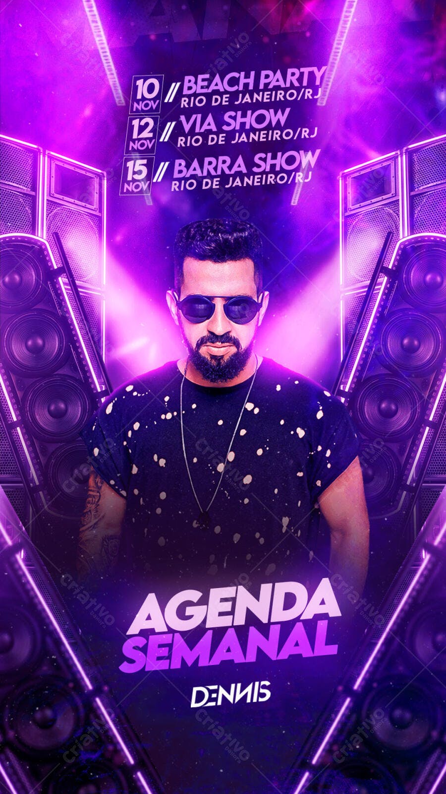 Agenda Semanal Eventos Balada Novembro PSD Editável