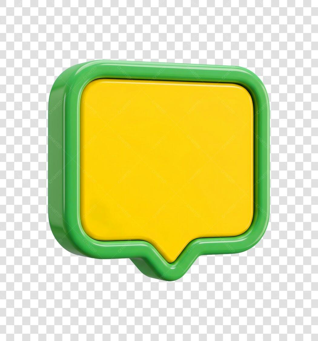 Elemento 3D Balão de Fala Verde Amarelo PNG Fundo Transparente