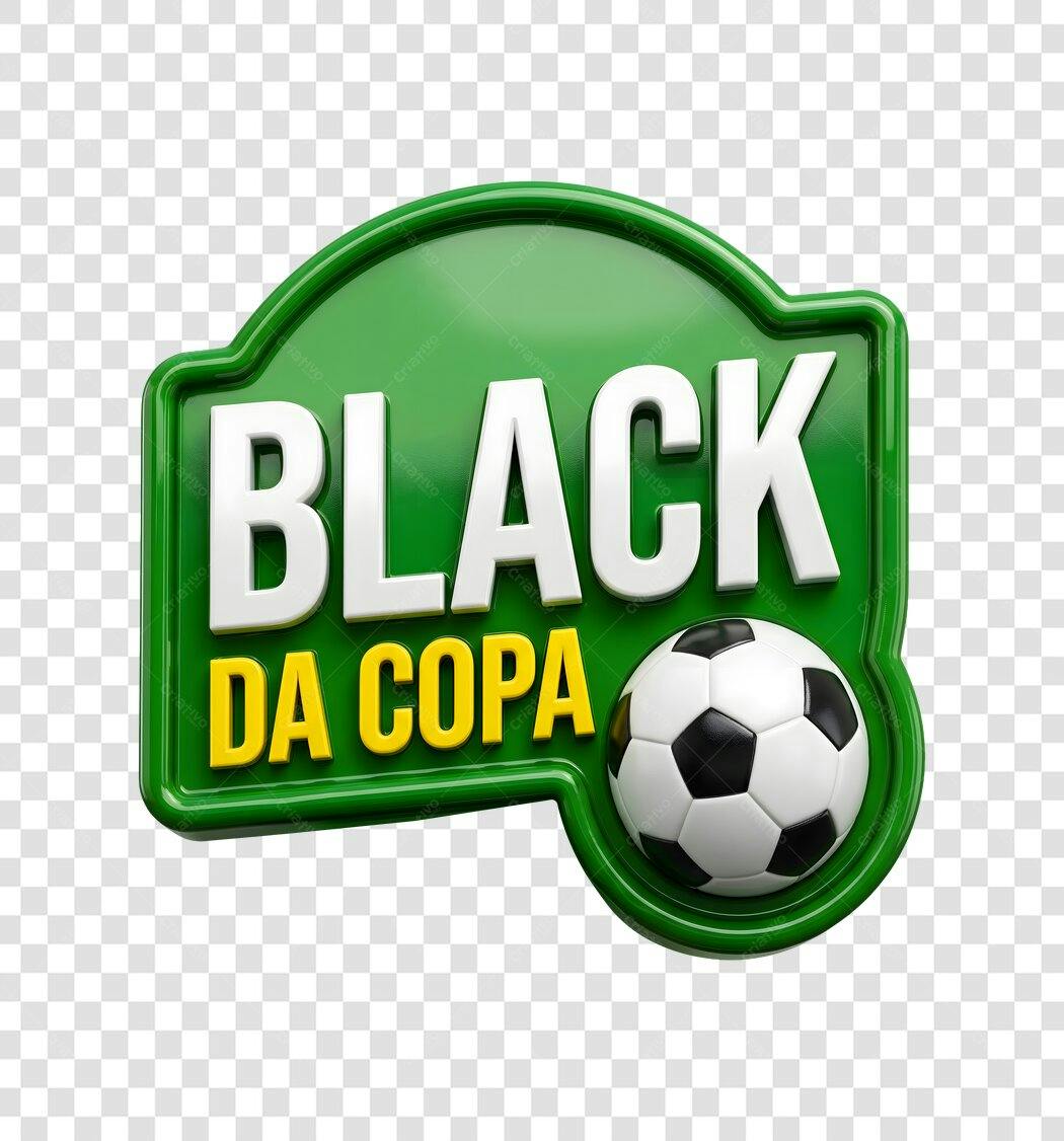 Elemento 3D Black da Copa Futebol Verde PNG Fundo Transparente