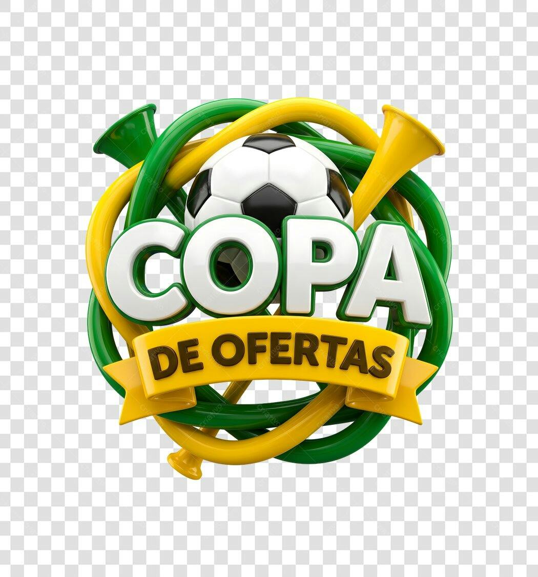 Elemento 3D Copa de Ofertas Futebol PNG Fundo Transparente