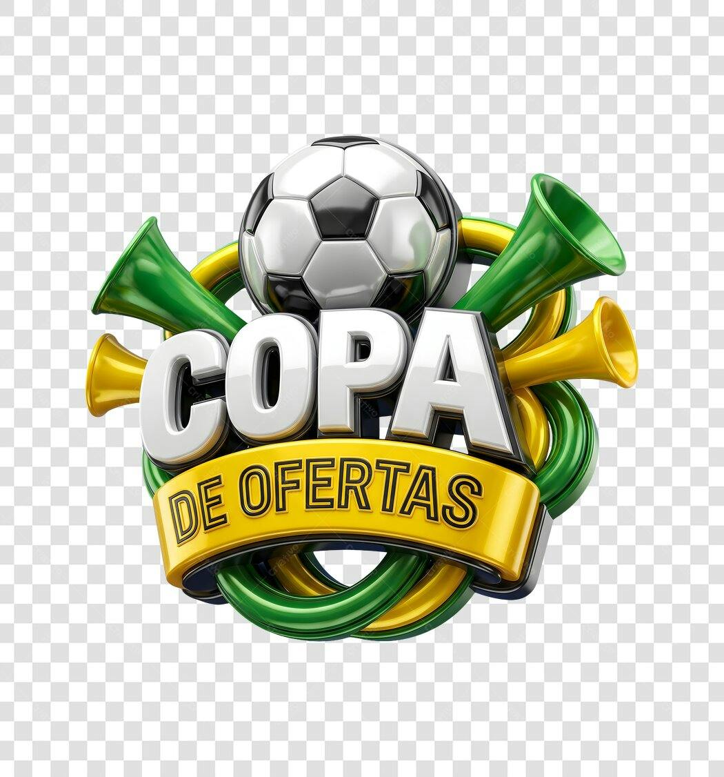 Elemento 3D Copa de Ofertas Futebol PNG Fundo Transparente