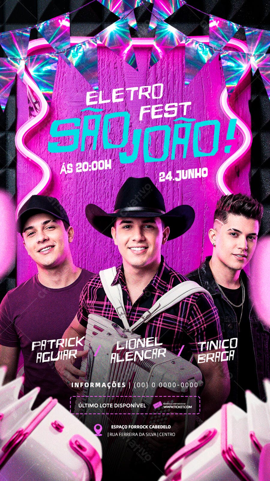 Flyer Eletro Fest São João 24 Junho PSD Editável