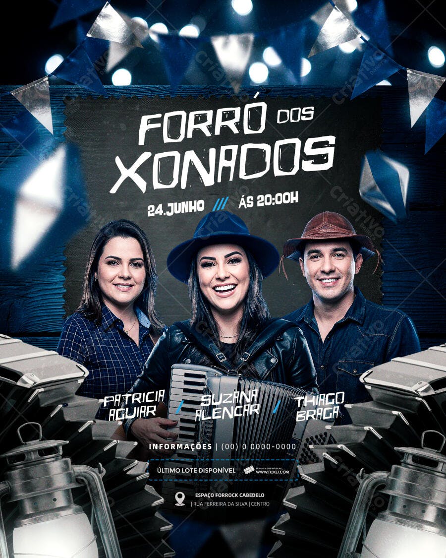 Flyer Forró dos Xonados Festa Junina PSD Editável