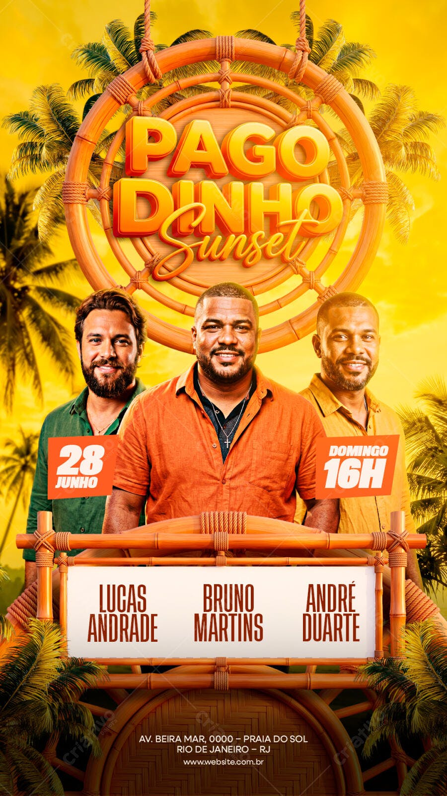 Flyer Pagodinho Sunset Evento Junho PSD Editável