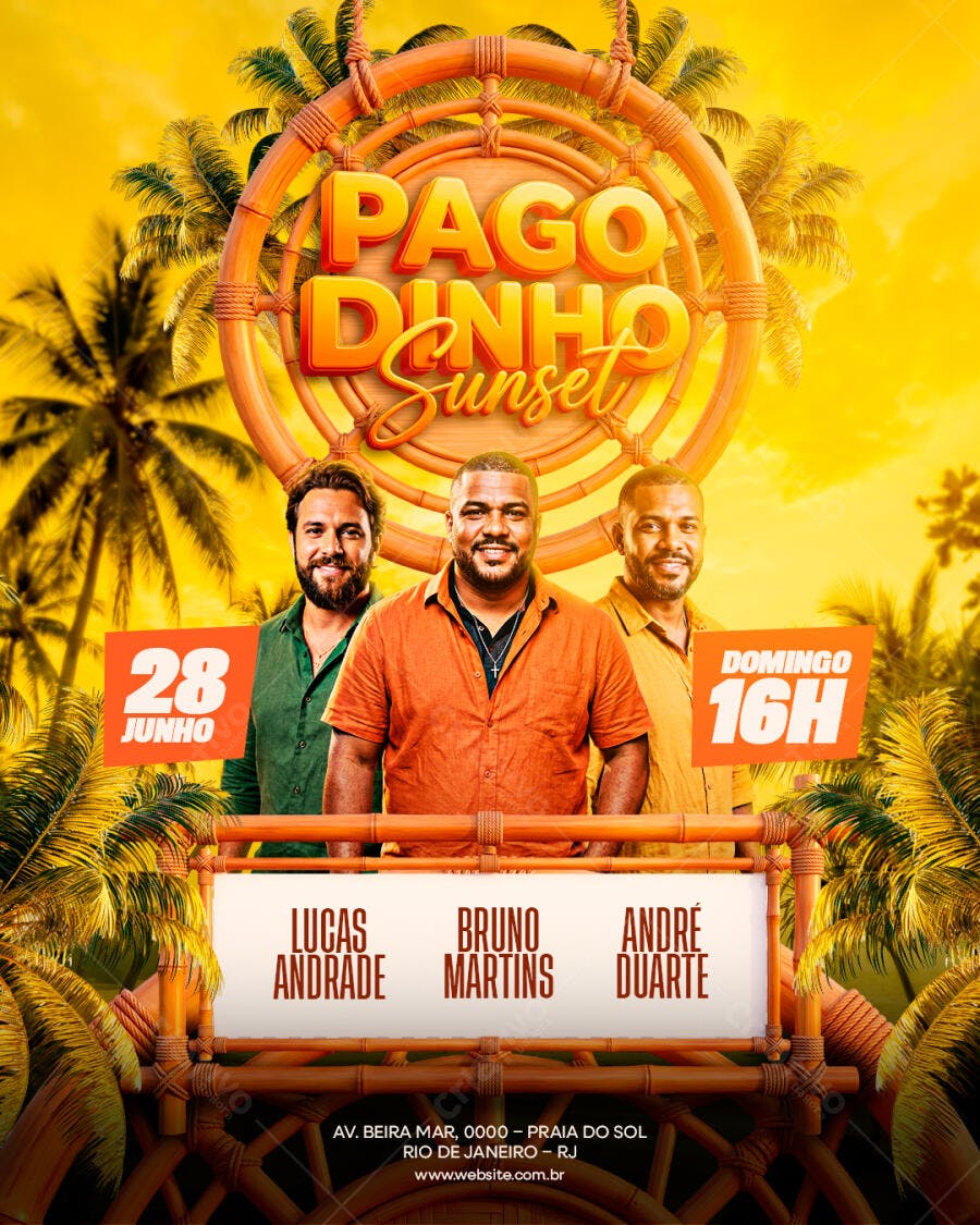 Flyer Pagodinho Sunset Evento Musical PSD Editável