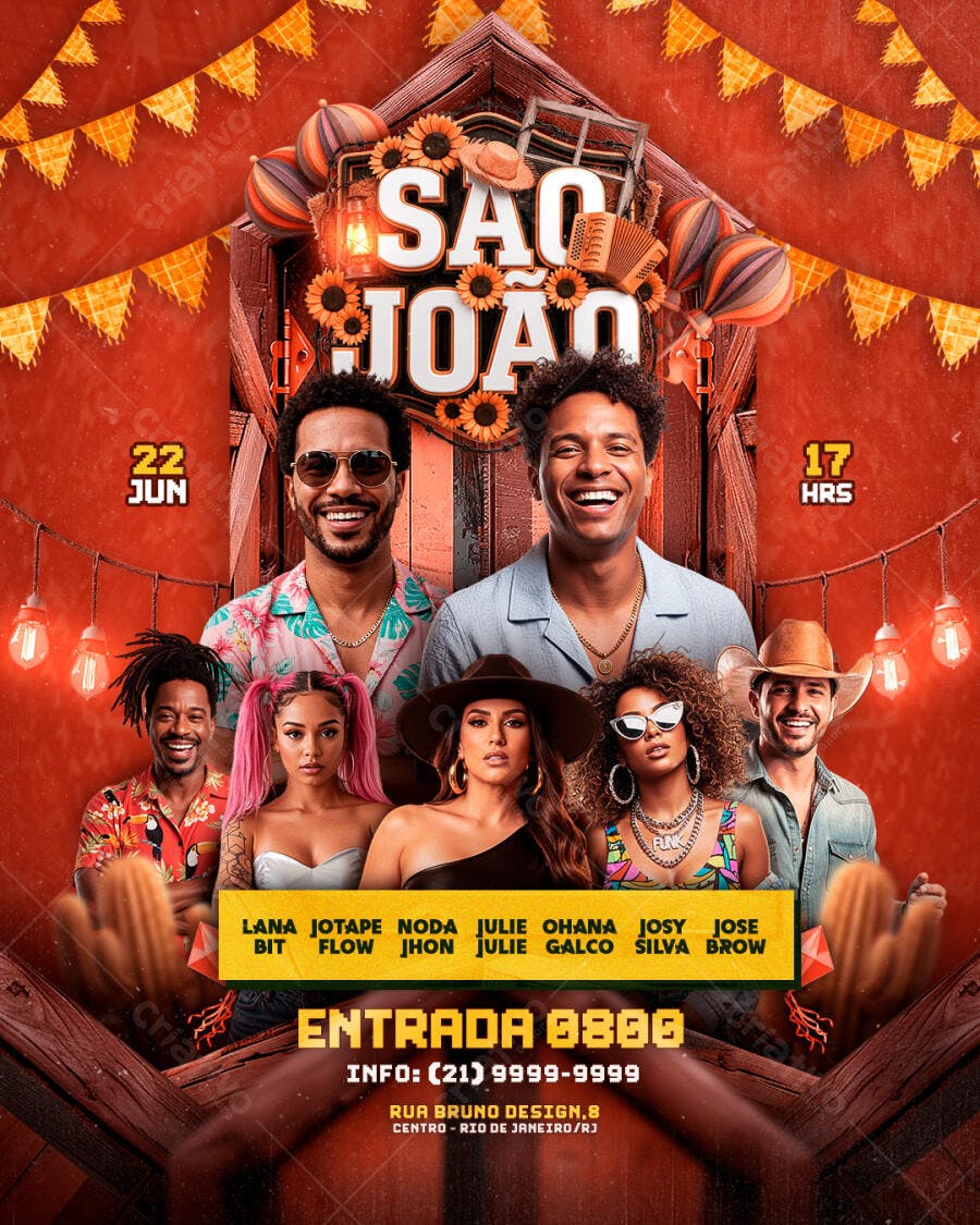 Flyer São João Festa Junina Arraial PSD Editável