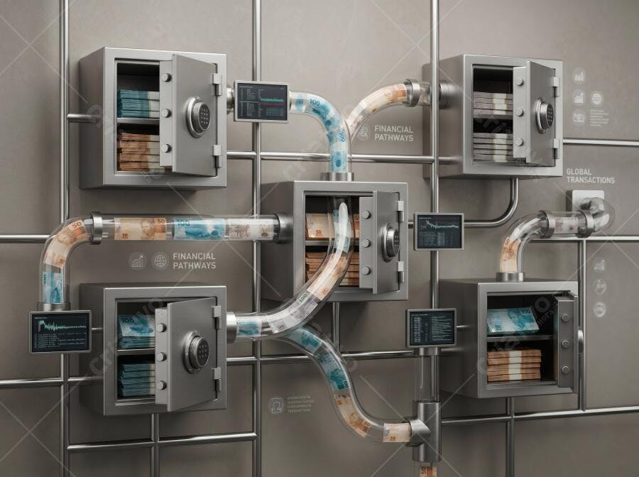 Foto Cofres Dinheiro Fluxo Financeiro Global Transações Digitais