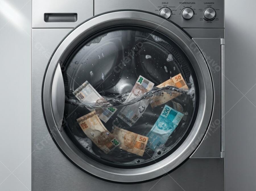 Foto Dinheiro Lavando Máquina de Lavar Corrupção Finanças