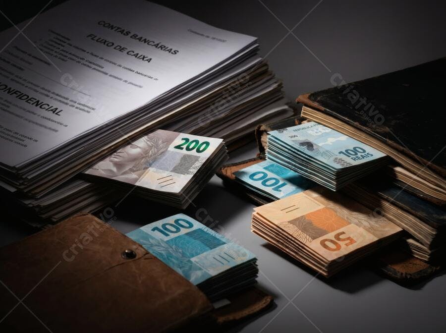 Foto Dinheiro Notas Reais Fluxo de Caixa Documentos Financeiros