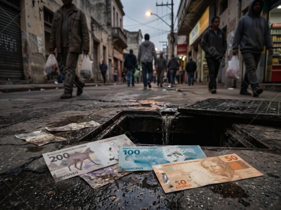 Foto Dinheiro Real Brasileiro Caído na Rua Esgoto