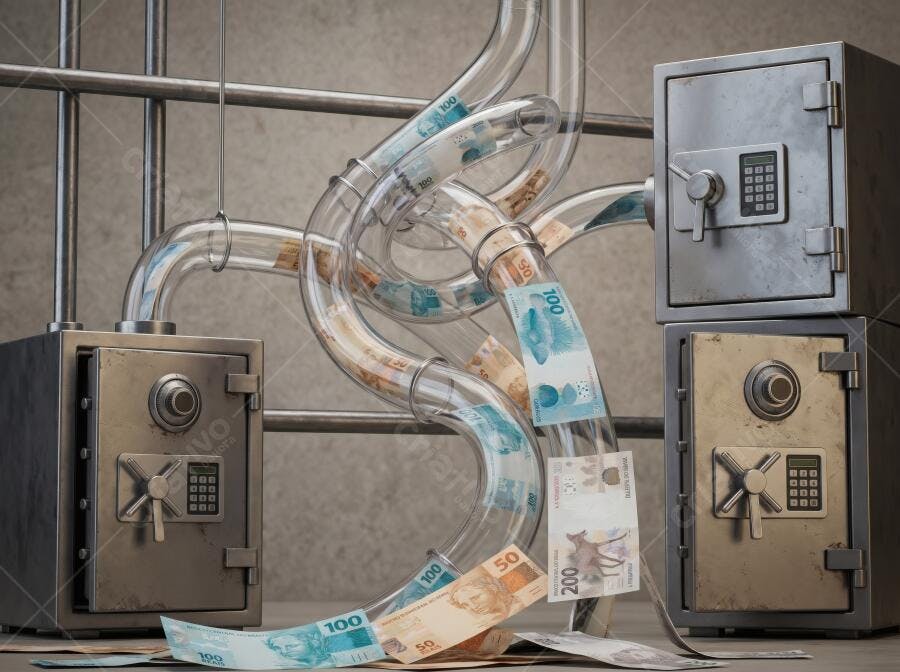 Foto Dinheiro Real Brasileiro Cofre Tubos Fluxo Financeiro