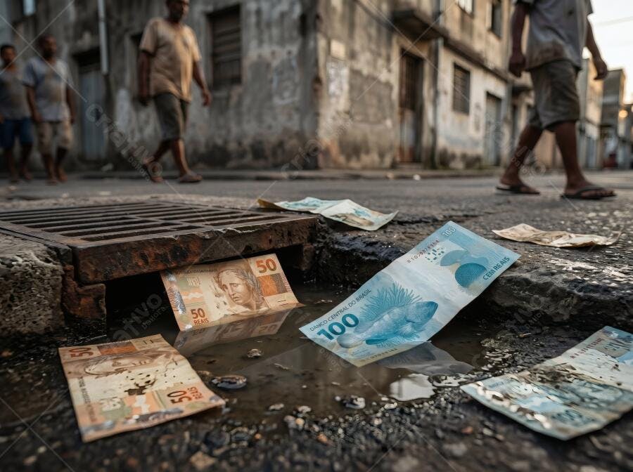 Foto Dinheiro Real Brasileiro Perdido Beco Rua Pobreza