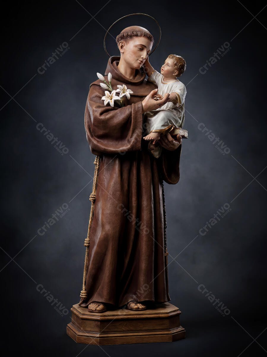 Imagem IA Estátua de Santo Antônio Segurando Menino Jesus