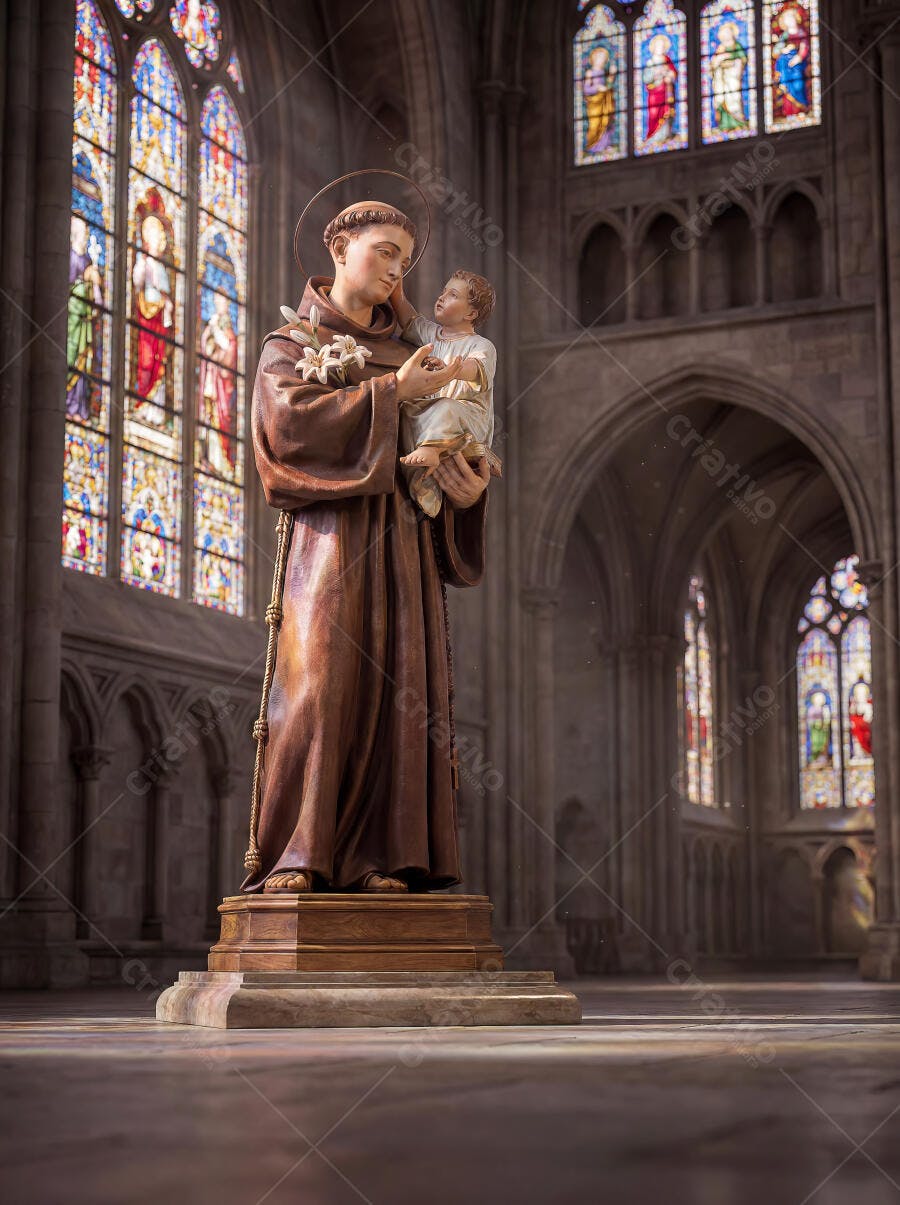 Foto Estátua Santo Antônio Menino Jesus Igreja Gótica