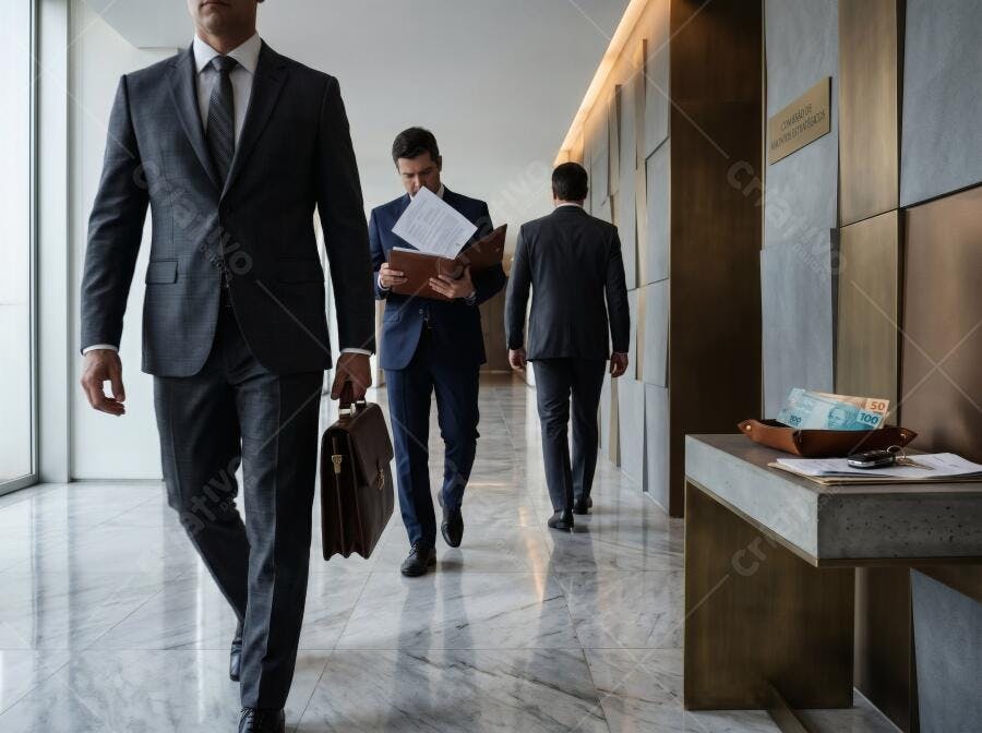 Foto Homens de Negócios Caminhando Corredor Escritório Corporativo