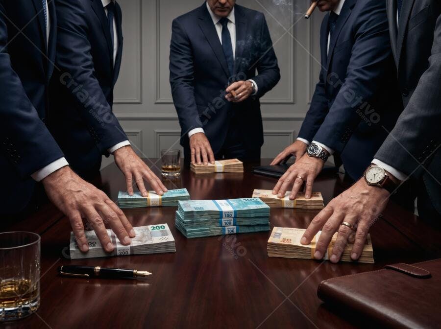 Foto Homens de Negócios Dinheiro na Mesa Negociação Financeira