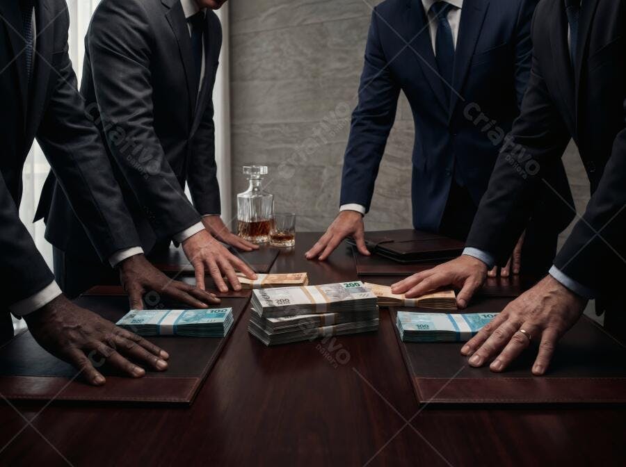 Foto Homens de Negócios Dinheiro na Mesa Reunião Corporativa