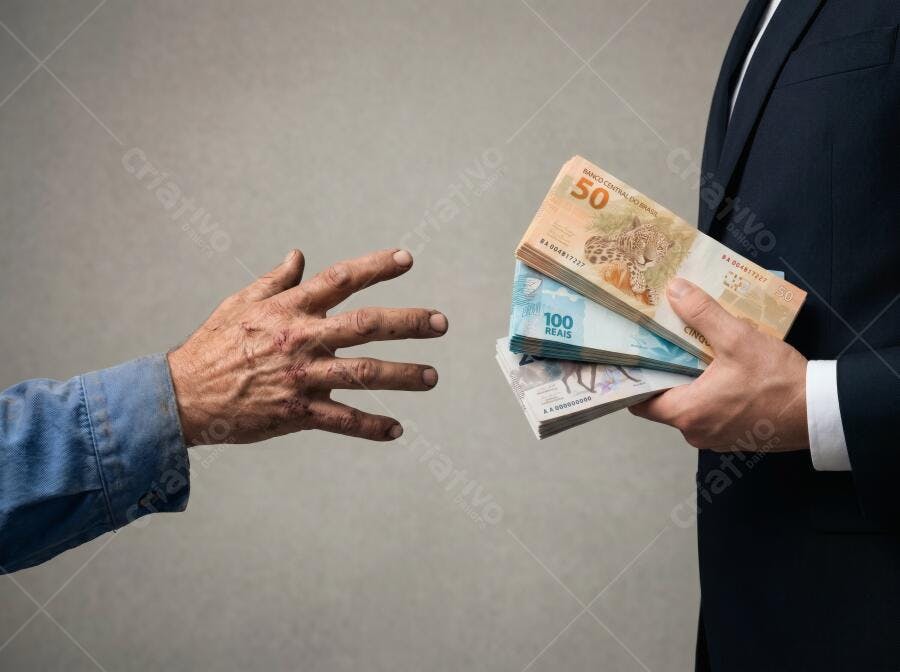 Foto Mão Recebendo Dinheiro Notas Reais Pagamento Transação