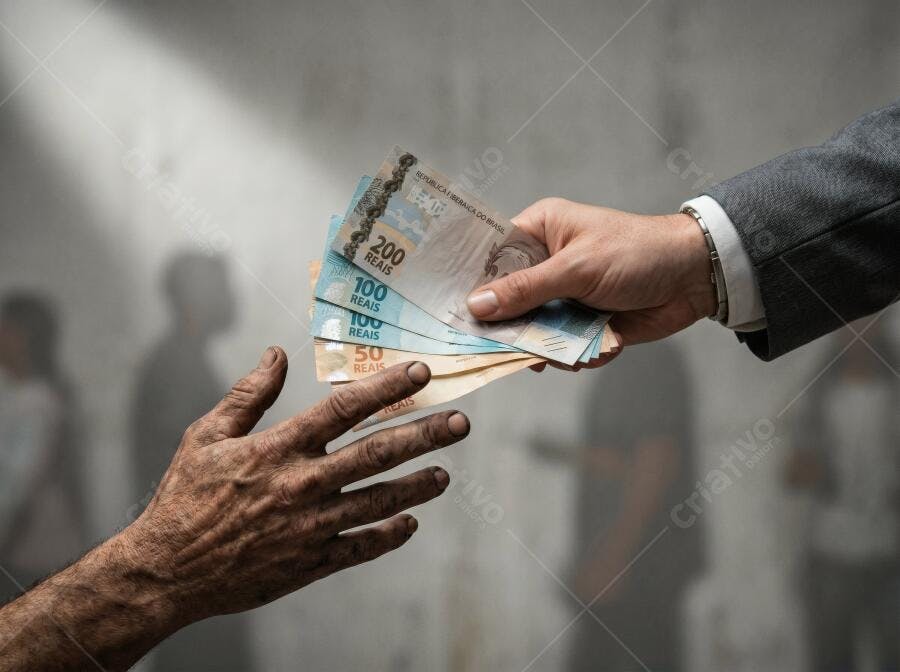 Foto Mãos Trocando Dinheiro Reais Brasil Ajuda Financeira
