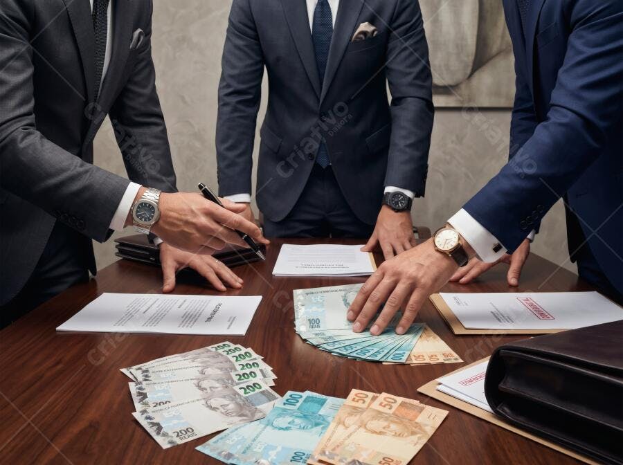 Foto Profissionais Negócios Dinheiro Contratos Mesa de Reunião