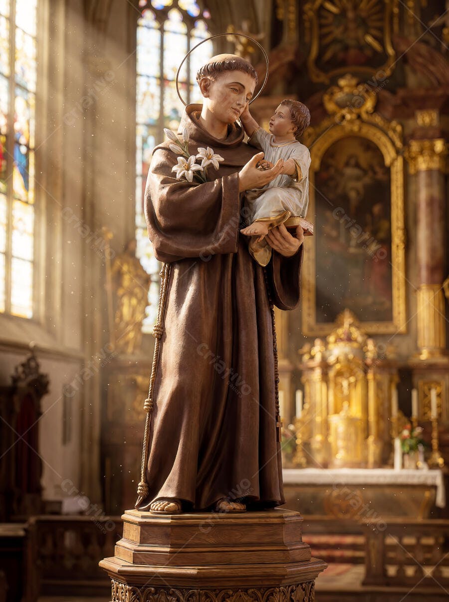 Foto Santo Antônio com Menino Jesus Igreja Iluminação Natural