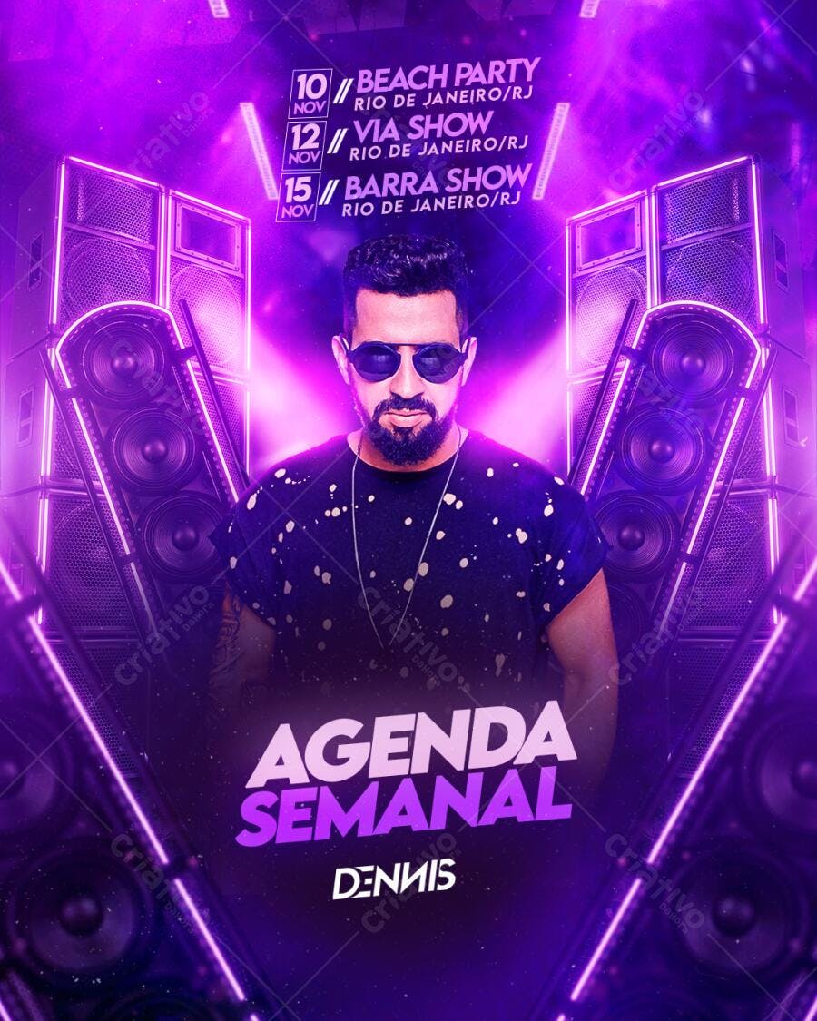 Post Agenda Semanal DJ Eventos Balada PSD Editável