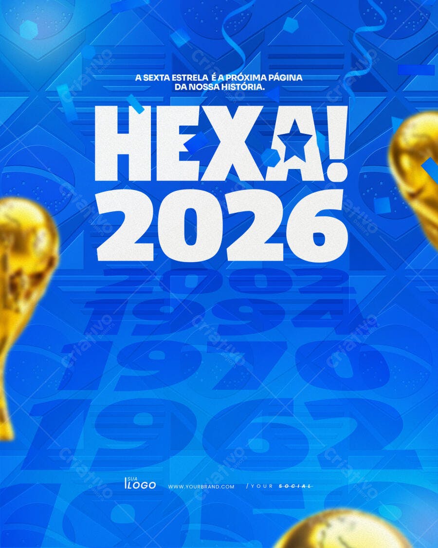 Post Copa do Mundo Hexa 2026 Futebol PSD Editável