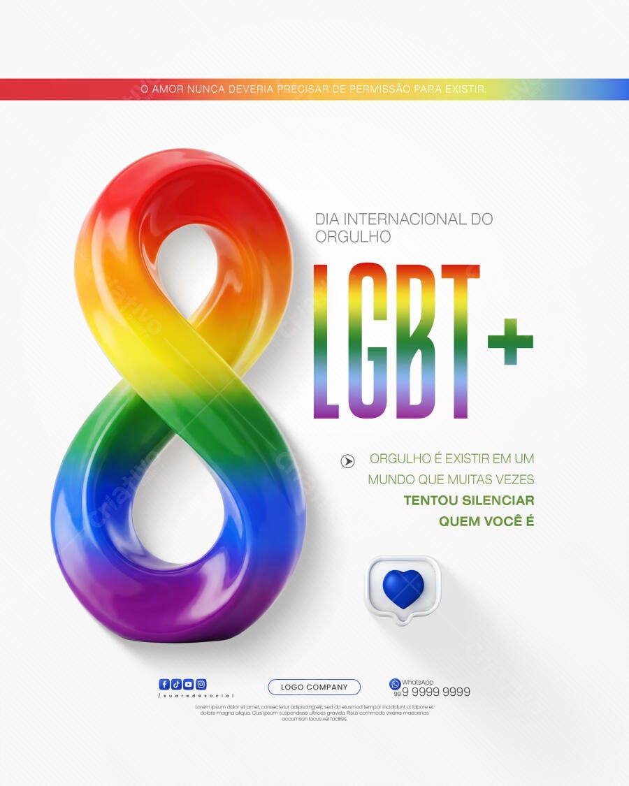 Post Instagram Dia Internacional do Orgulho LGBTQIA+ PSD Editável
