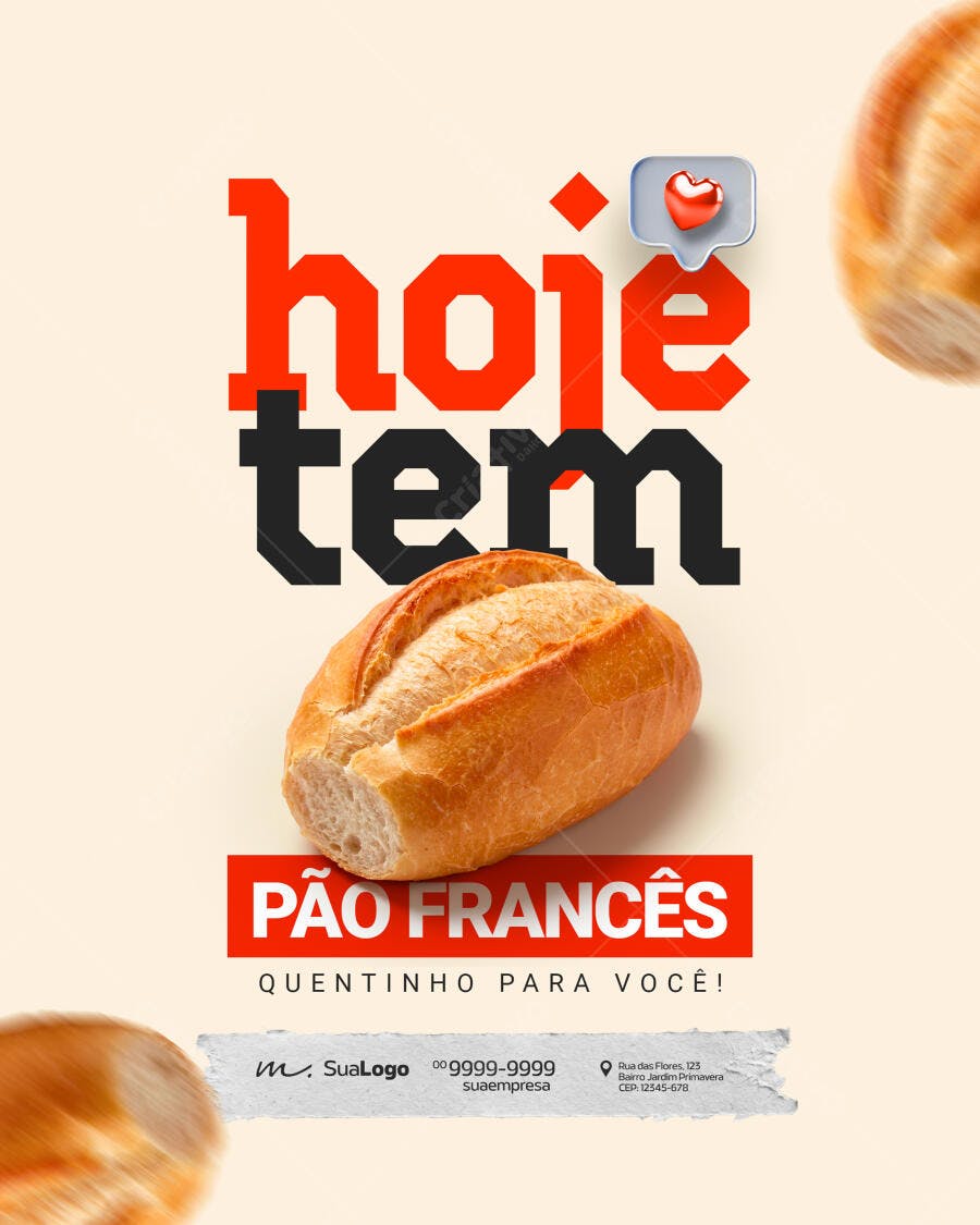 Post Instagram Pão Francês Padaria PSD Editável