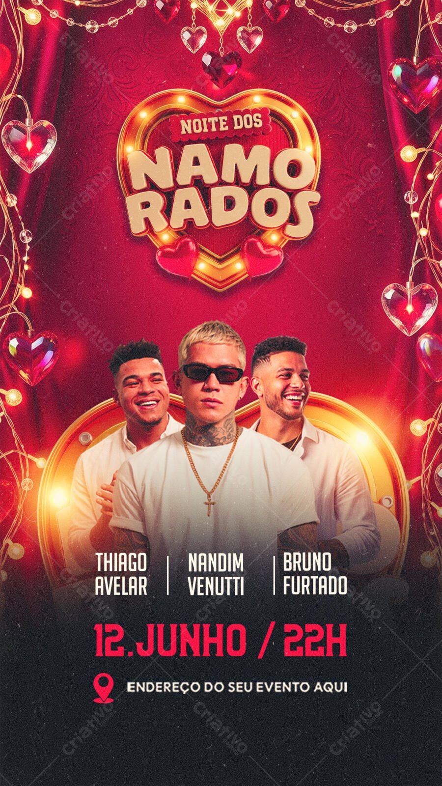 Story Dia dos Namorados 12 de Junho Evento Festa PSD Editável