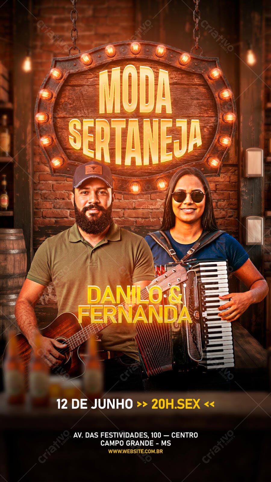 Flyer Moda Sertaneja Show Danilo e Fernanda PSD Editável