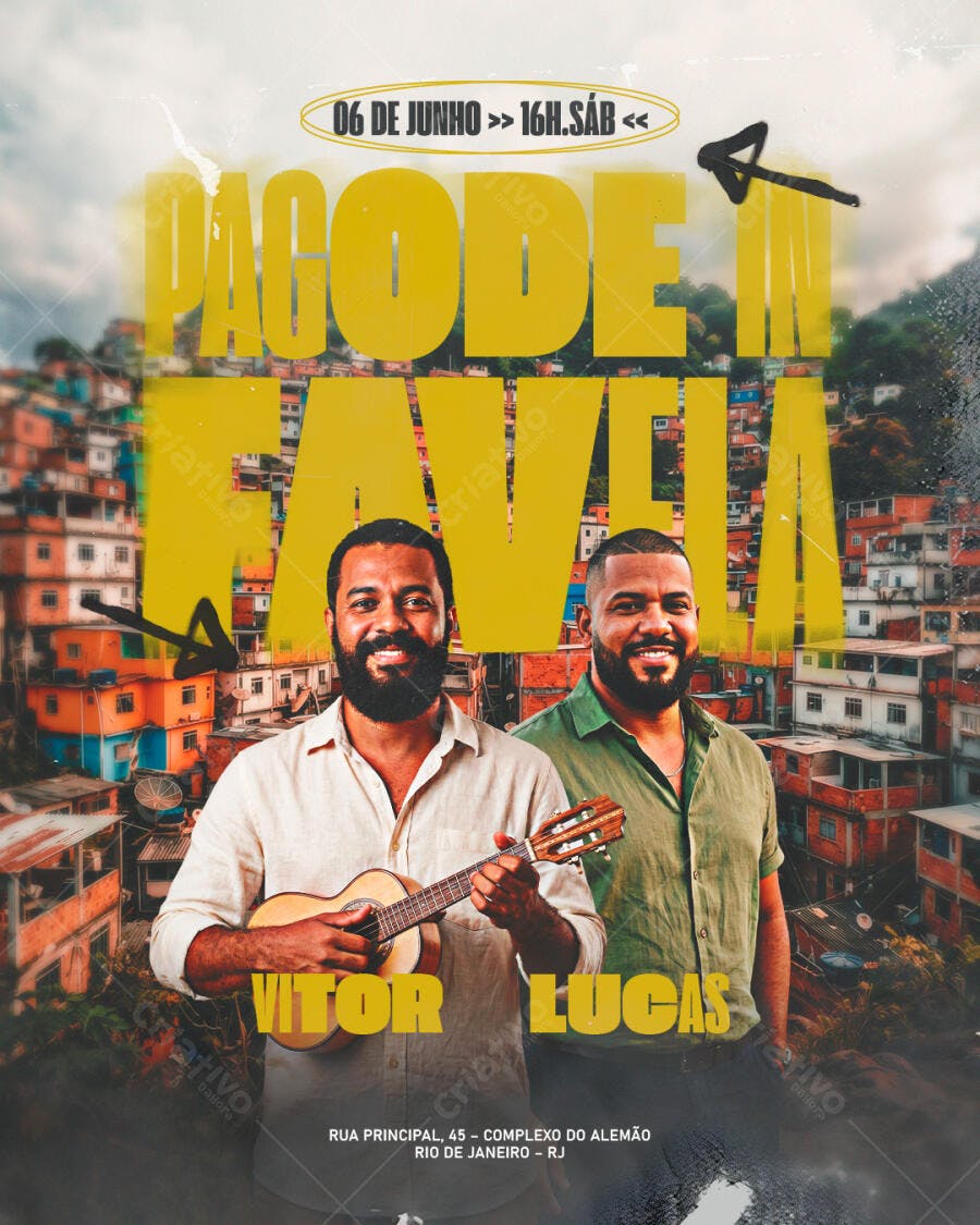 Flyer Pagode na Favela Evento Musical PSD Editável
