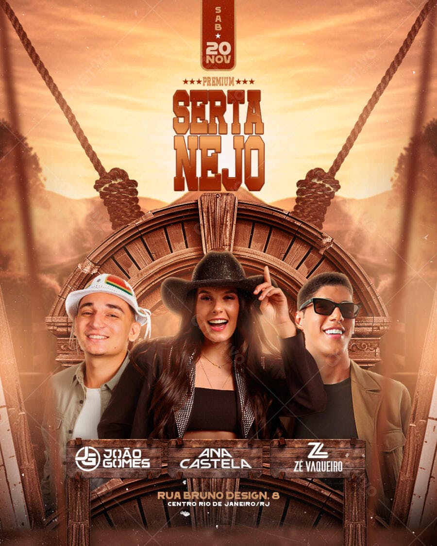 Flyer Sertanejo Novembro Show Evento PSD Editável