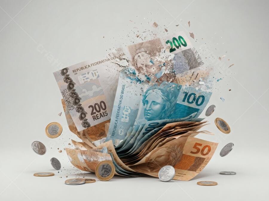 Foto Dinheiro Real Brasileiro Explodindo Moedas Voando