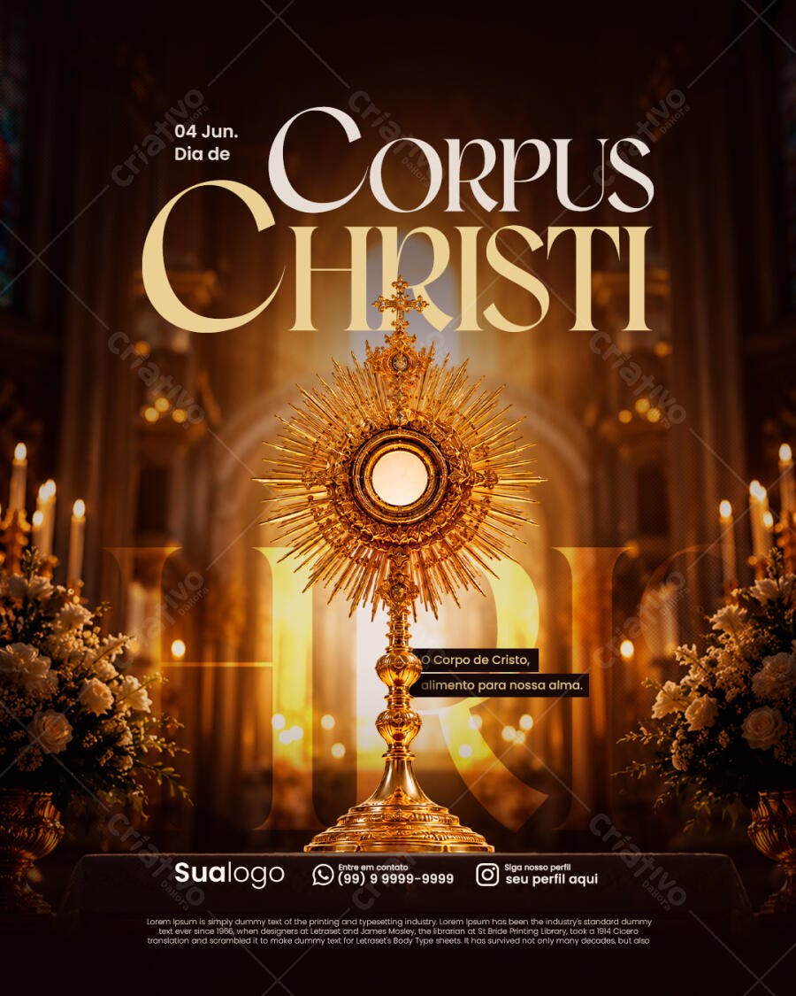 Post Instagram Corpus Christi Igreja Católica PSD Editável