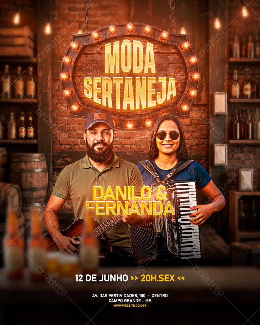 Post Instagram Moda Sertaneja 12 de Junho PSD Editável