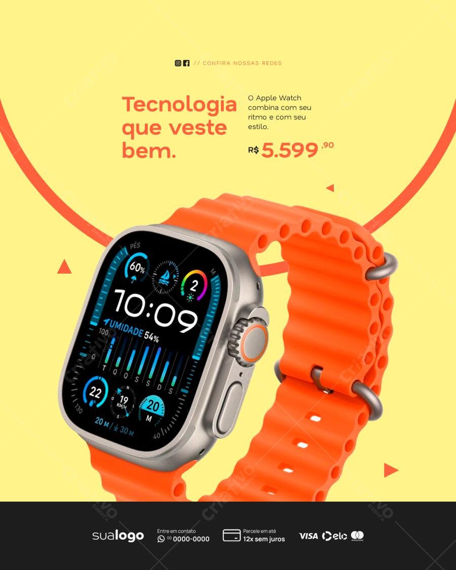 Post Instagram Tecnologia Smartwatch PSD Editável