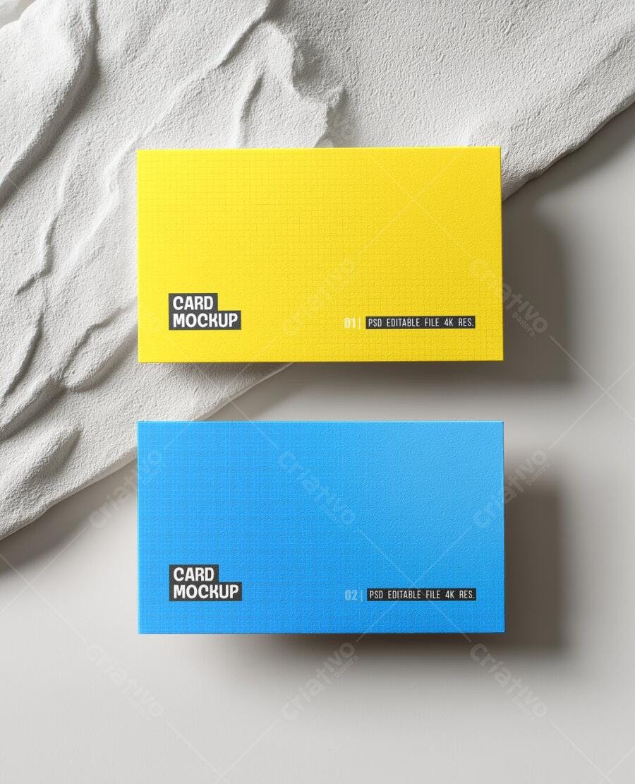 Mockup Cartão de Visita Horizontal Flat Lay Editável