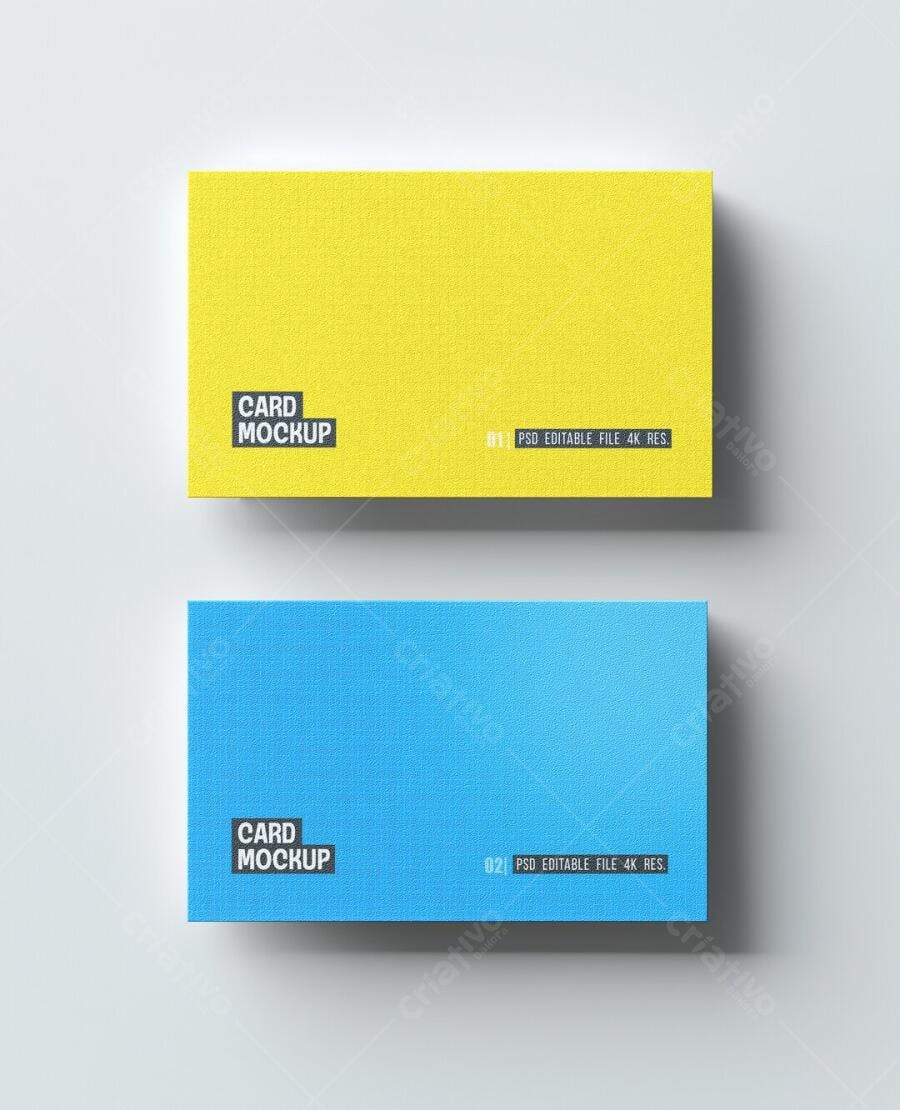 Mockup Cartão Visita Duplo Fundo Branco Minimalista Editável