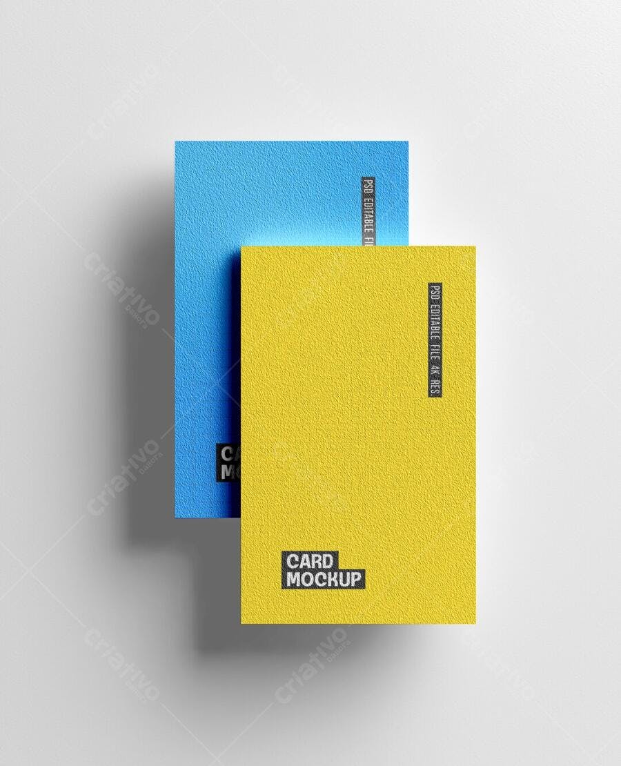 Mockup Cartão Visita Duplo Texturizado Fundo Branco Editável