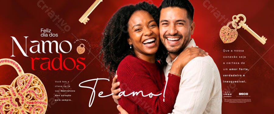 Banner Dia dos Namorados 12 de Junho Casal PSD Editável