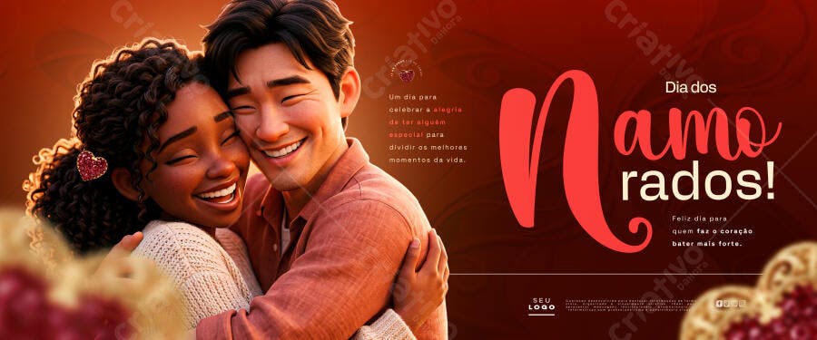 Banner Dia dos Namorados Casal Abraço PSD Editável