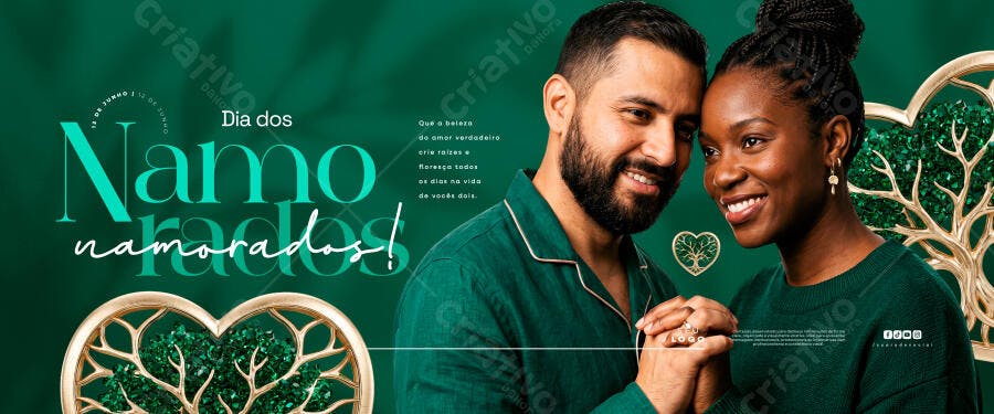 Banner Dia dos Namorados Casal Verde PSD Editável