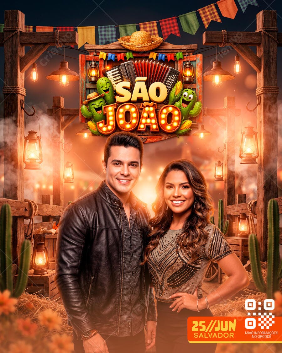 Flyer São João Festa Junina Arraial PSD Editável
